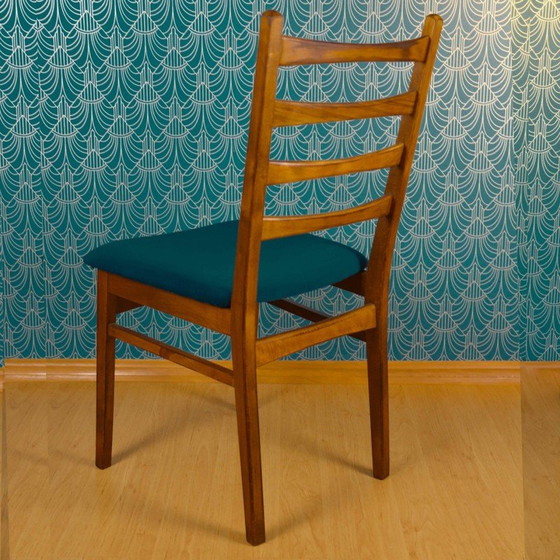 Image 1 of Vintage teak and navy velvet chair for Lübke, Germany 1960s