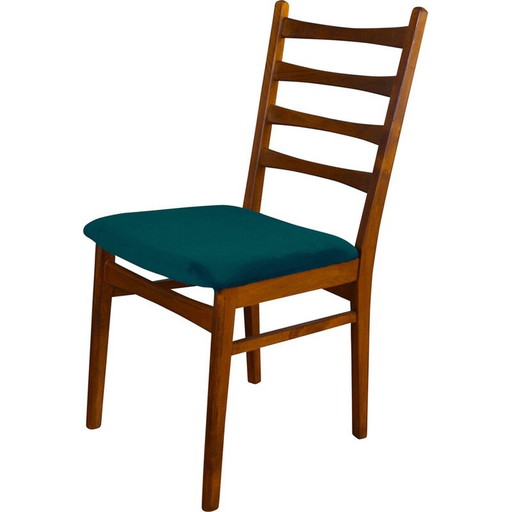 Sedia vintage in teak e velluto blu navy per Lübke, Germania, anni '60