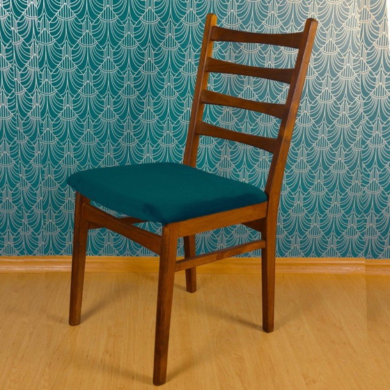 Image 1 of Vintage teak and navy velvet chair for Lübke, Germany 1960s