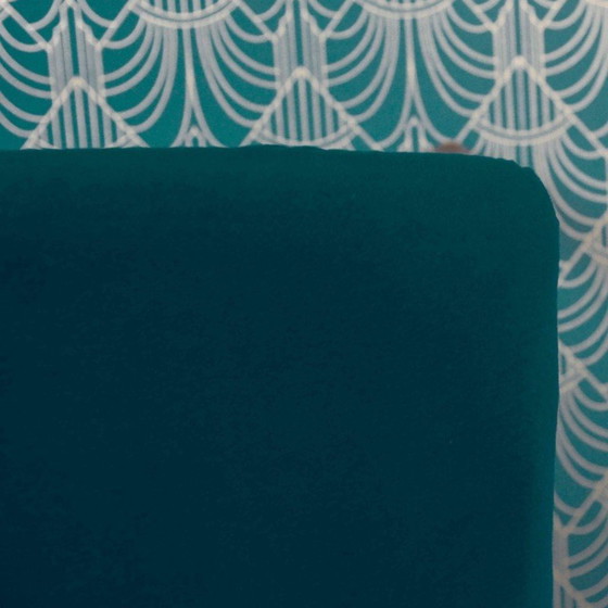 Image 1 of Vintage teak and navy velvet chair for Lübke, Germany 1960s