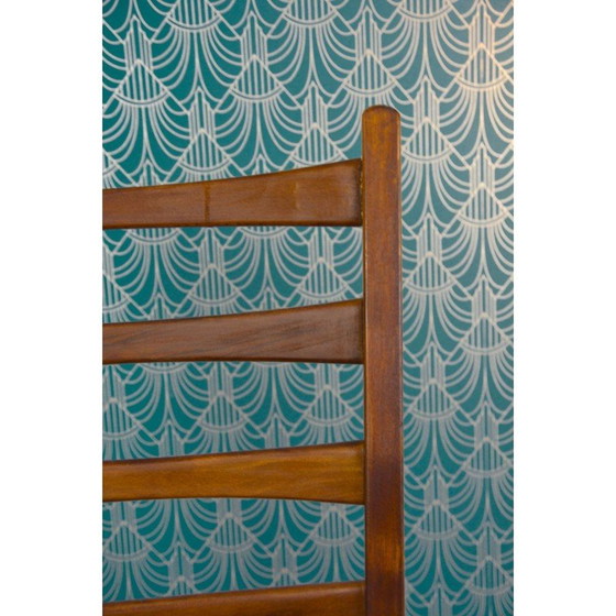 Image 1 of Vintage teak and navy velvet chair for Lübke, Germany 1960s