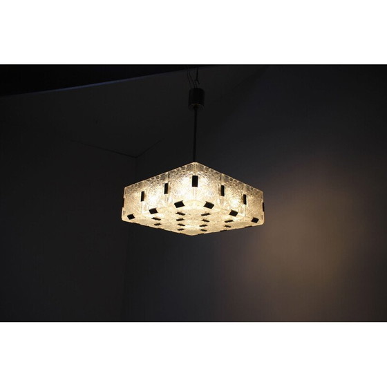 Image 1 of Lampadario vintage in metallo e vetro di Kamenický Šenov per Preciosa, Cecoslovacchia 1970