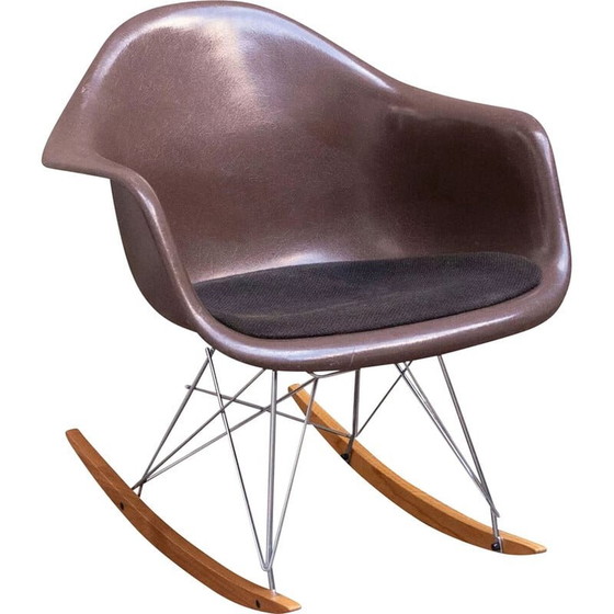 Image 1 of Seal Brown vintage rocking chair by Charles and Ray Eames for Mobilier International, 1970