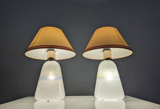 Image 1 of 2X Italian Glass Lamps 1970S