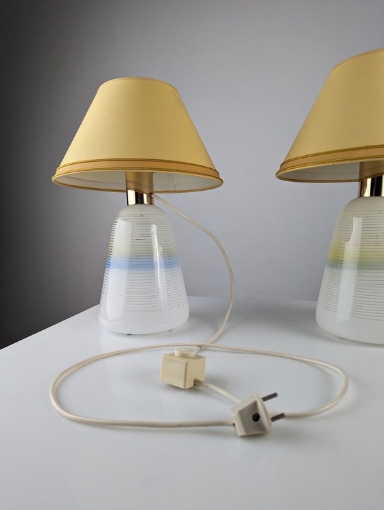 Image 1 of 2X Italian Glass Lamps 1970S