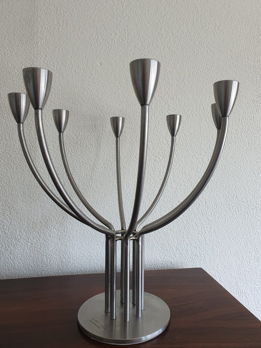 2x Erica Pekkari candlesticks + K and M Hagberg candlestick stainless steel for 8 candles