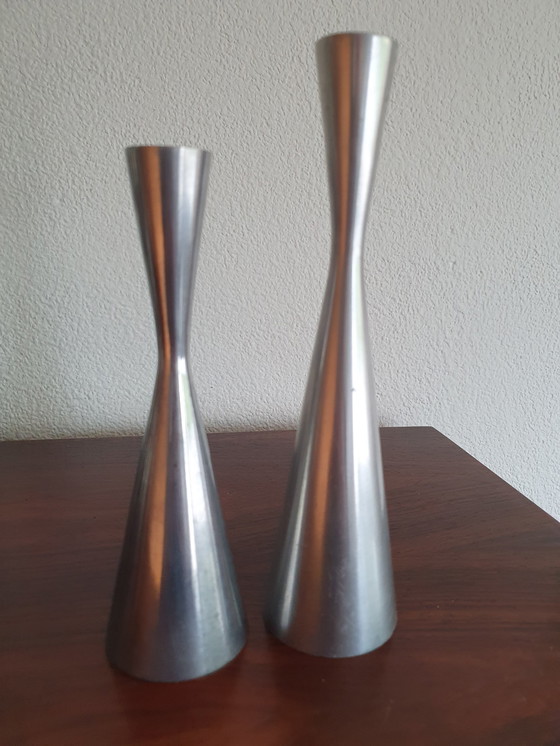 Image 1 of 2x Erica Pekkari candlesticks + K and M Hagberg candlestick stainless steel for 8 candles