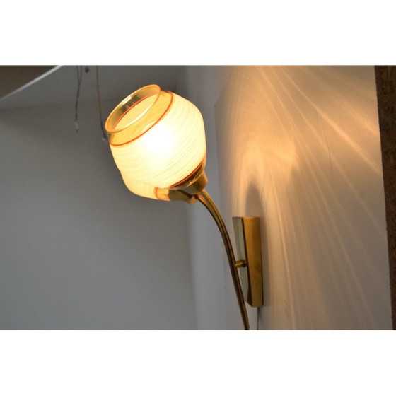 Image 1 of Mid-century glass and brass wall lamp by Kamenicky Senov, Czechoslovakia 1960s