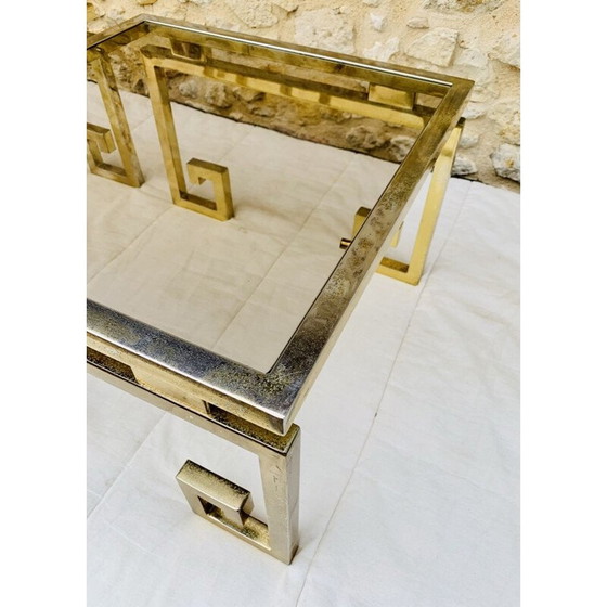 Image 1 of Pair of vintage brass and glass side tables, Italy1970