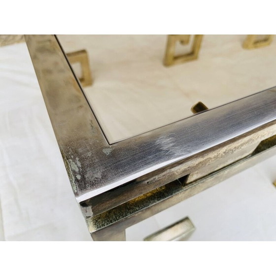 Image 1 of Pair of vintage brass and glass side tables, Italy1970