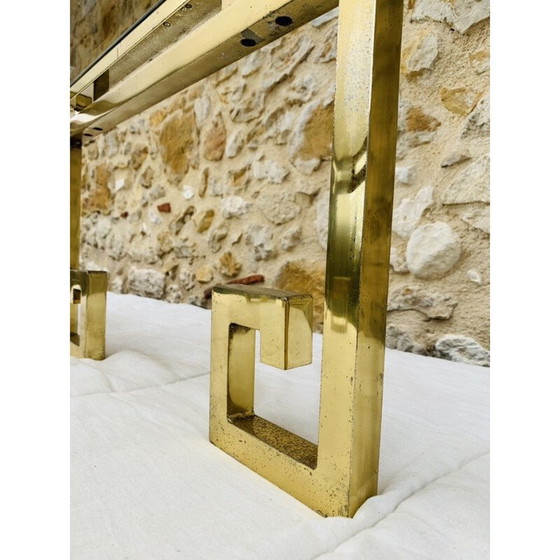 Image 1 of Pair of vintage brass and glass side tables, Italy1970