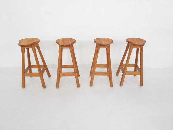 Image 1 of Tabourets de bar modernes scandinaves en bois de pin 1970