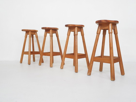 Image 1 of Tabourets de bar modernes scandinaves en bois de pin 1970