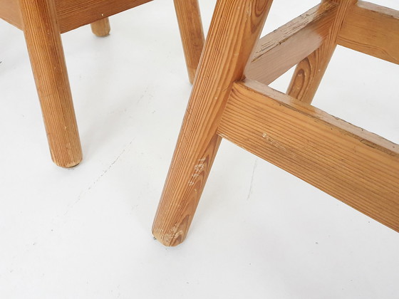 Image 1 of Scandinavian modern pinewood bar stools 1970's