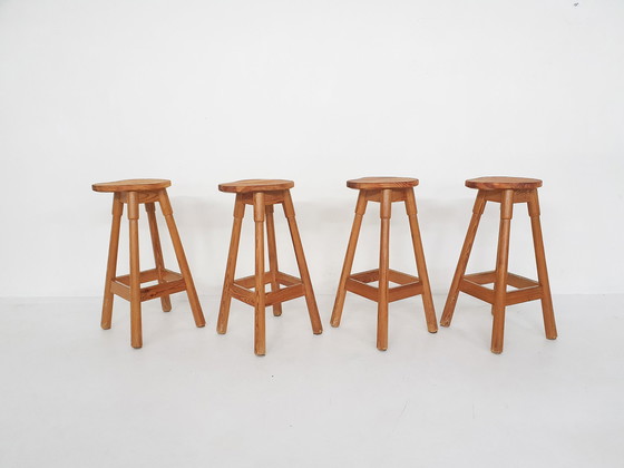 Image 1 of Tabourets de bar modernes scandinaves en bois de pin 1970