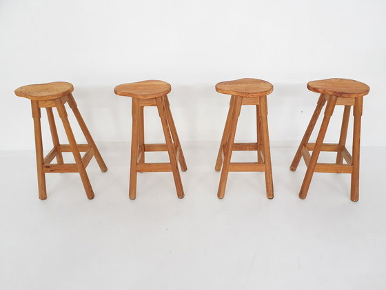 Image 1 of Scandinavian modern pinewood bar stools 1970's