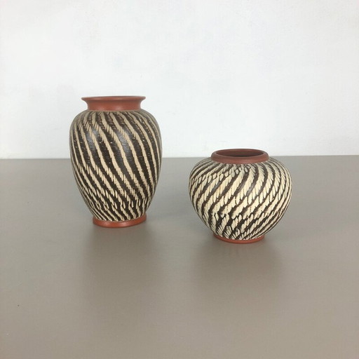 Par de jarrones de cerámica vintage de Wekara, Alemania, 1960