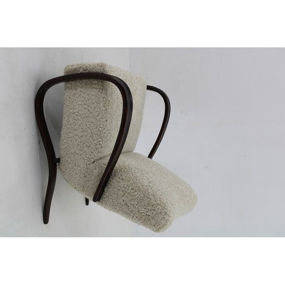 Image 1 of Vintage H-269 armchair in sheepskin by Jindrich Halabala for Thonet, 1930s