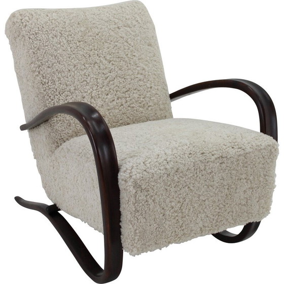 Image 1 of Vintage H-269 armchair in sheepskin by Jindrich Halabala for Thonet, 1930s