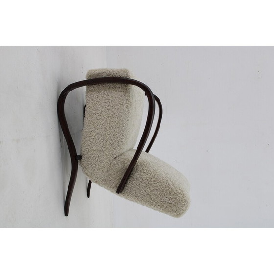 Image 1 of Vintage H-269 armchair in sheepskin by Jindrich Halabala for Thonet, 1930s