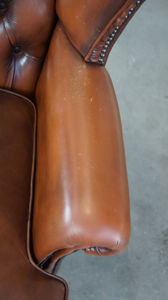 Image 1 of Beef Leather Chesterfield Ear Armchair