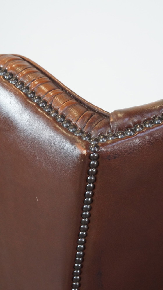 Image 1 of Beef Leather Chesterfield Ear Armchair