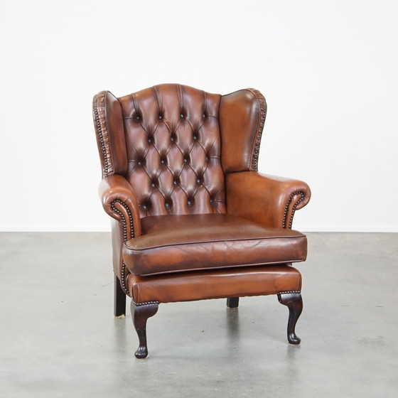 Image 1 of Beef Leather Chesterfield Ear Armchair