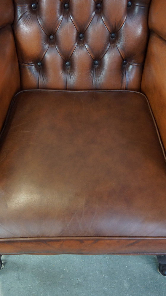 Image 1 of Beef Leather Chesterfield Ear Armchair