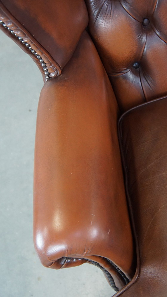 Image 1 of Beef Leather Chesterfield Ear Armchair