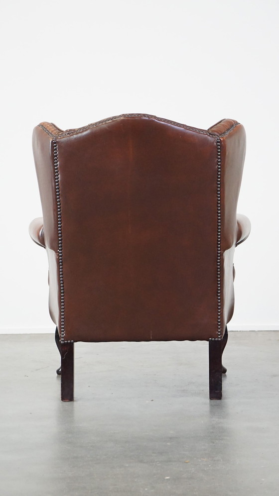 Image 1 of Beef Leather Chesterfield Ear Armchair