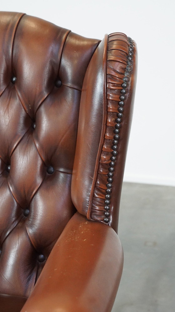 Image 1 of Beef Leather Chesterfield Ear Armchair