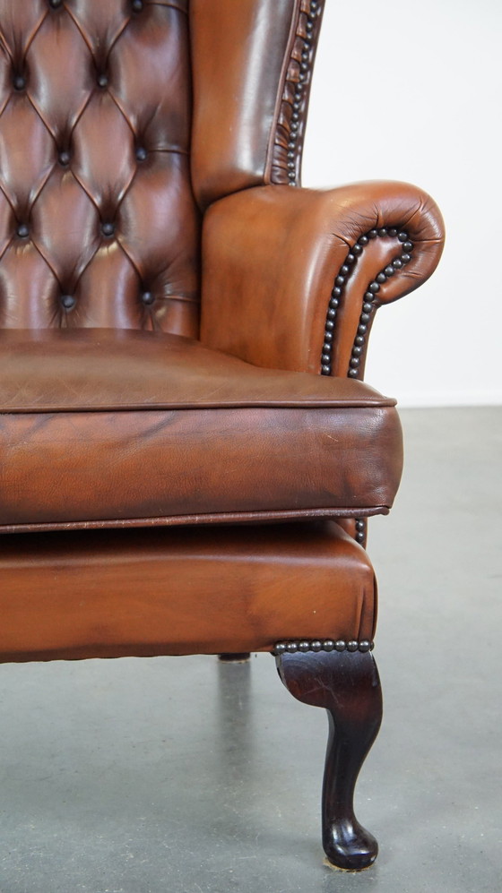 Image 1 of Beef Leather Chesterfield Ear Armchair