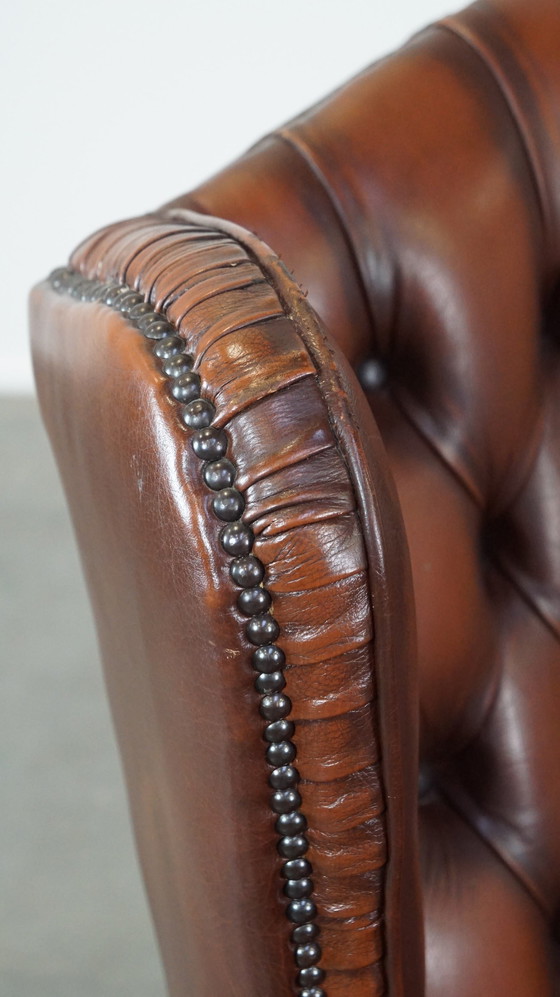 Image 1 of Beef Leather Chesterfield Ear Armchair