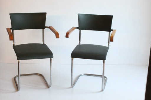 Tubular Steel Cantilever Armchairs, 1930S