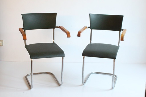 Tubular Steel Cantilever Armchairs, 1930S