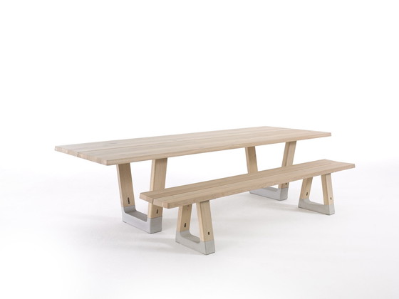 Image 1 of Arco Base Table 100X240Cm In Solid Oak Concrete Natural