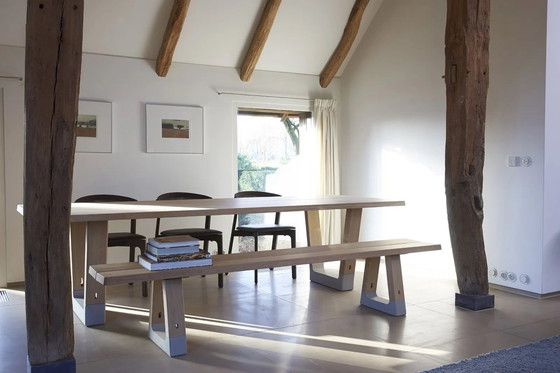 Image 1 of Arco Base Table 100X240Cm In Solid Oak Concrete Natural