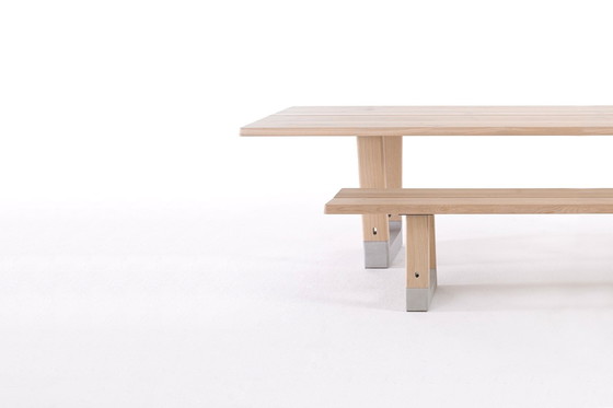 Image 1 of Arco Base Table 100X240Cm In Solid Oak Concrete Natural