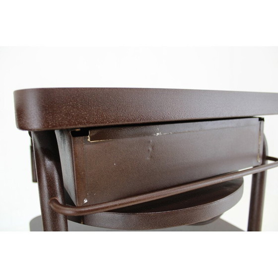 Image 1 of Pair of vintage industrial bedside tables with sliding table, Czechoslovakia 1940