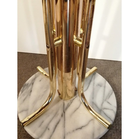 Image 1 of Vintage parrot coat rack in metal and gold-plated plastic balls with marble base, 1980