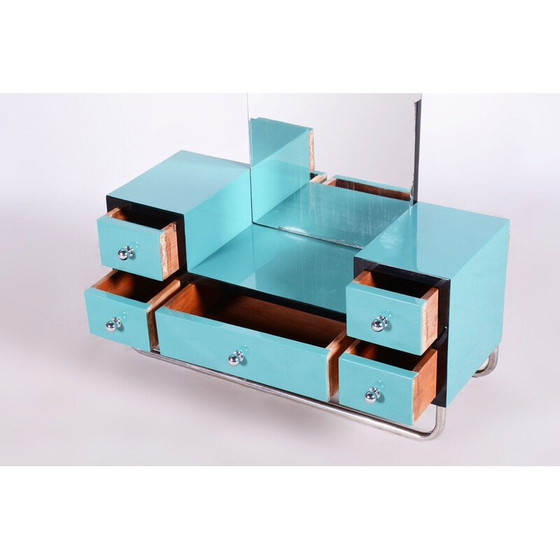 Image 1 of Toletta vintage in legno laccato, acciaio cromato, specchio e vetro, Cecoslovacchia 1930