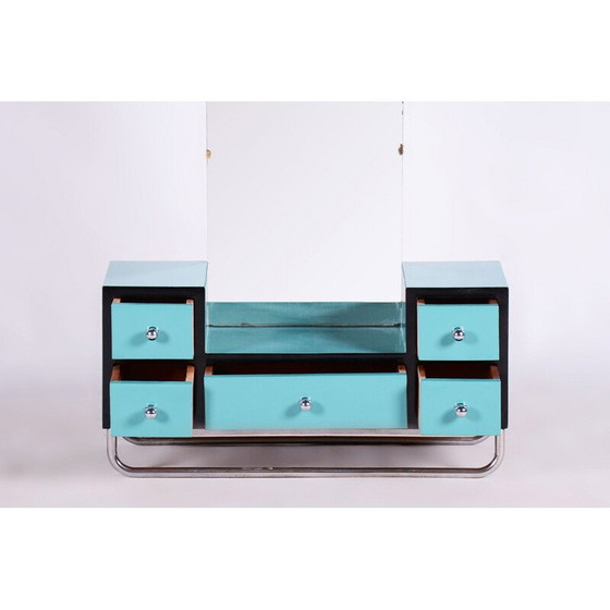 Image 1 of Toletta vintage in legno laccato, acciaio cromato, specchio e vetro, Cecoslovacchia 1930