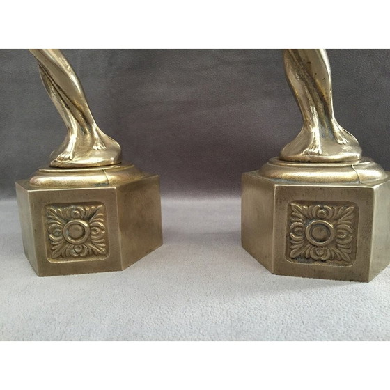 Image 1 of Pair of vintage candlesticks in solid gilt bronze