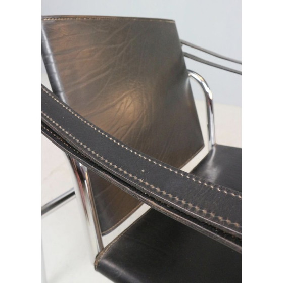 Image 1 of Vintage LC1 armchair in black leather and chrome steel by Le Corbusier for Cassina, Italy 1970