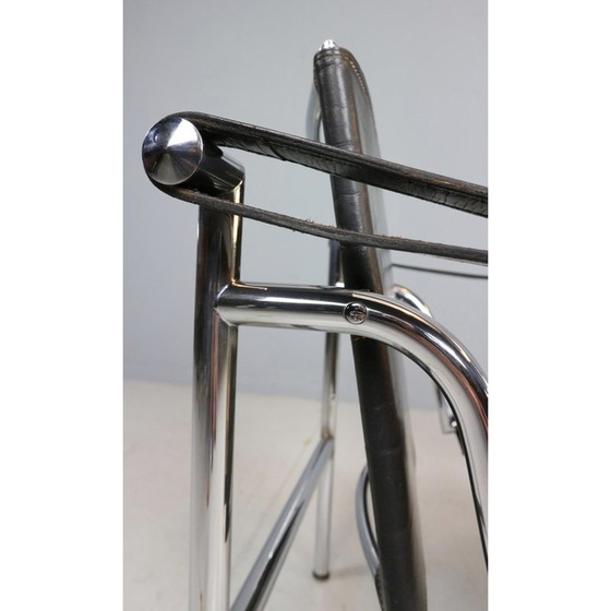 Image 1 of Vintage LC1 armchair in black leather and chrome steel by Le Corbusier for Cassina, Italy 1970