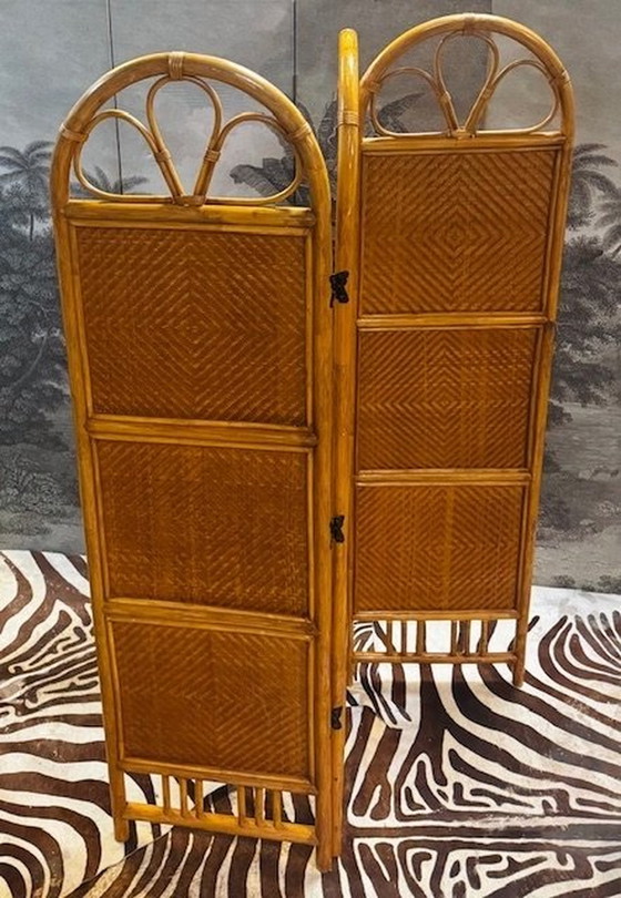 Image 1 of Vintage Room Screen / Room Divider Rattan Cane Bamboo