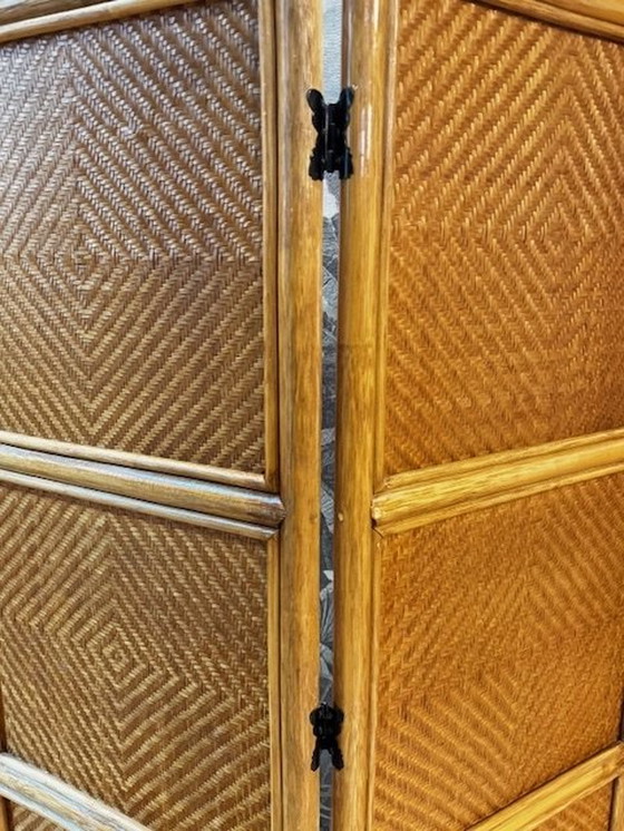 Image 1 of Vintage Room Screen / Room Divider Rattan Cane Bamboo
