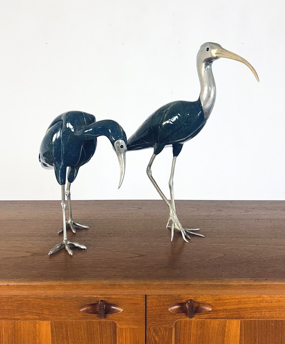 Image 1 of Set Ibises In Nickel & Ceramic