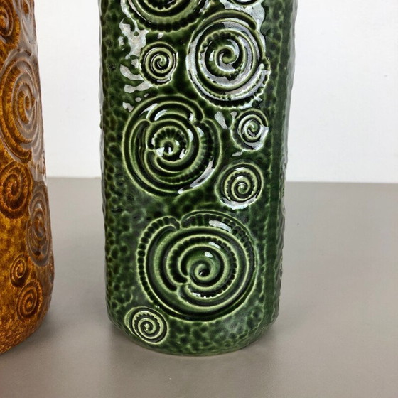 Image 1 of Pair of vintage Jura vases in fat lava ceramic by Scheurich, Germany 1970