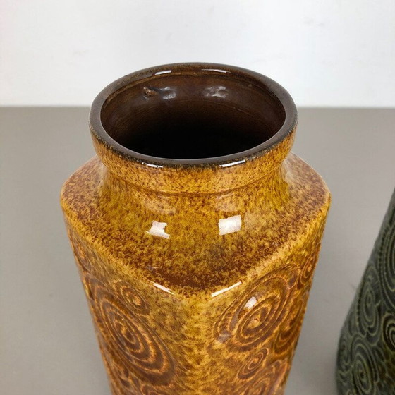 Image 1 of Pair of vintage Jura vases in fat lava ceramic by Scheurich, Germany 1970